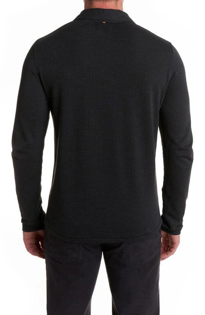 Shop Billy Reid Long Sleeve Cotton Blend Knit Polo In Jet Black