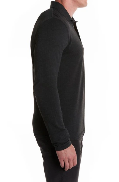 Shop Billy Reid Long Sleeve Cotton Blend Knit Polo In Jet Black