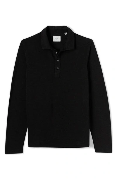 Shop Billy Reid Long Sleeve Cotton Blend Knit Polo In Jet Black