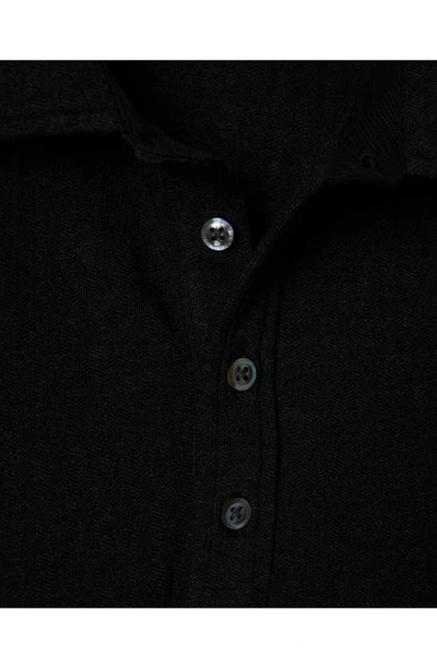 Shop Billy Reid Long Sleeve Cotton Blend Knit Polo In Jet Black