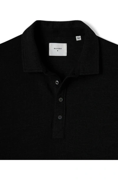 Shop Billy Reid Long Sleeve Cotton Blend Knit Polo In Jet Black