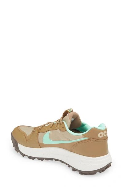 Shop Nike Acg Lowcate Hiking Sneaker In Limestone/ Green Glow
