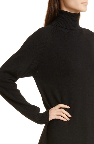 Shop Max Mara Linfa Turtleneck Wool Sweater Dress In Black