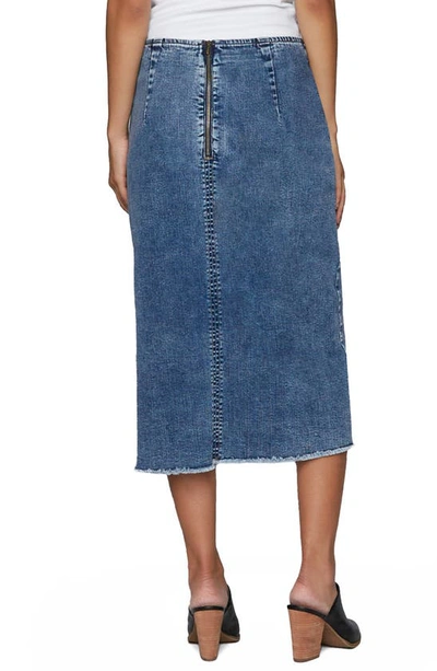 Shop Wash Lab Denim Asymmetric Denim Midi Skirt In Soft Blue