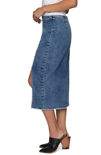 Wash Lab Denim Asymmetric Denim Midi Skirt In Soft Blue