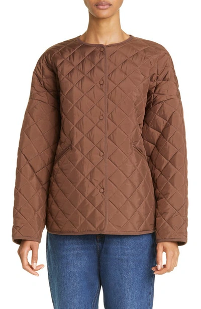 Shop Totême Oversize Quilted Jacket In Saddle Brown