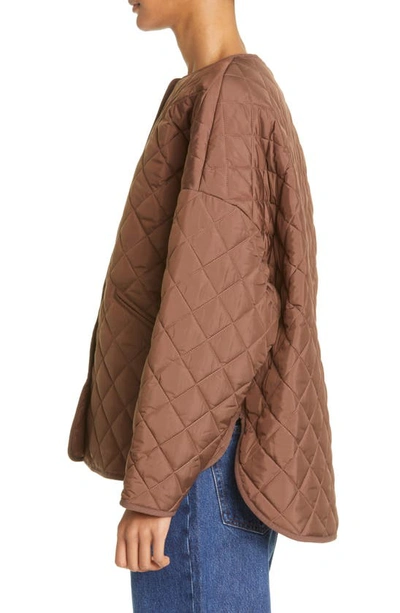 Shop Totême Oversize Quilted Jacket In Saddle Brown