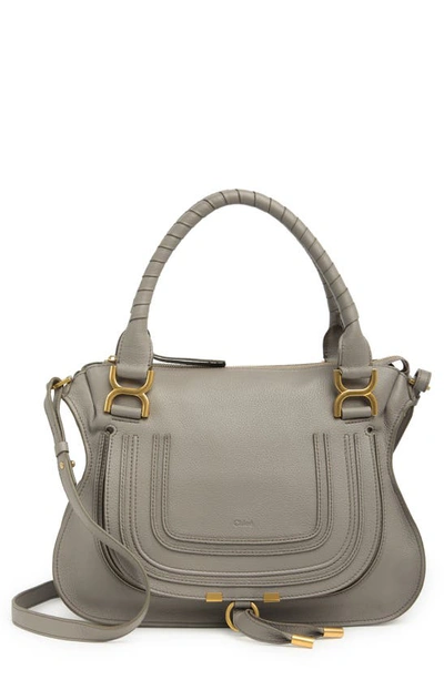 Shop Chloé Medium Marcie Leather Satchel In Cashmere Grey