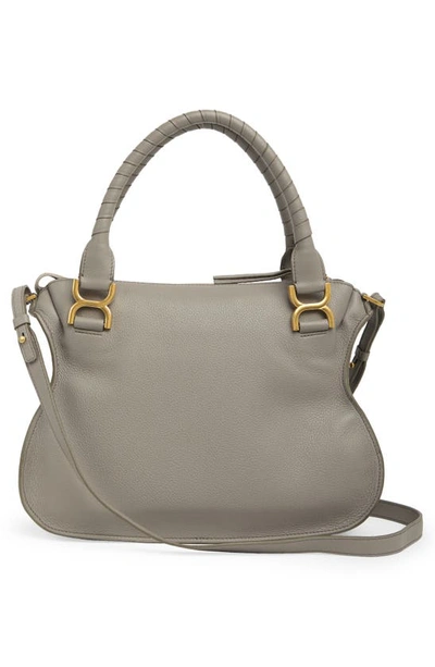 Chloé Marcie Medium Double Carry Satchel Bag In Grained Leather In Cashmere Grey