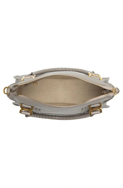 Chloé Marcie Medium Double Carry Satchel Bag In Grained Leather In Cashmere Grey