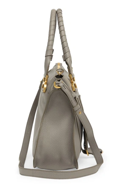 Chloé Marcie Medium Double Carry Satchel Bag In Grained Leather In Cashmere Grey