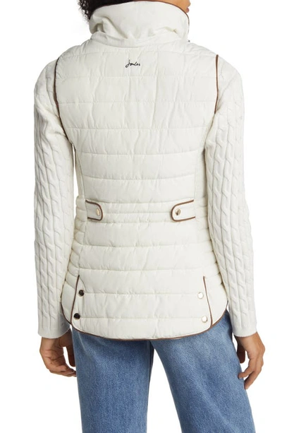 Shop Joules Melford Quilted Vest With Faux Fur Trim In Winter White