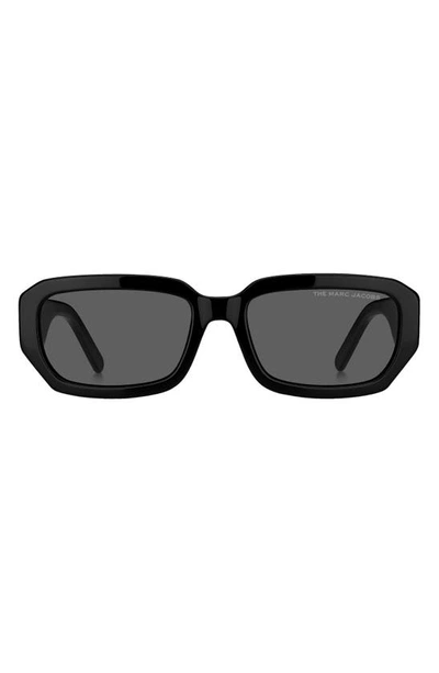 Shop Marc Jacobs 56mm Rectangular Sunglasses In Black / Grey