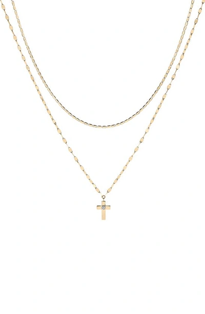 Shop Lana Solo Layered Cross Pendant Necklace In Yellow