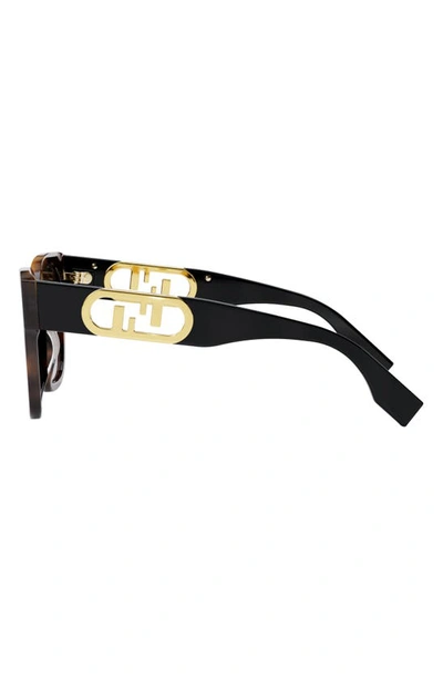 Shop Fendi The  O'lock 55mm Geometric Sunglasses In Dark Brown / Gradient Brown