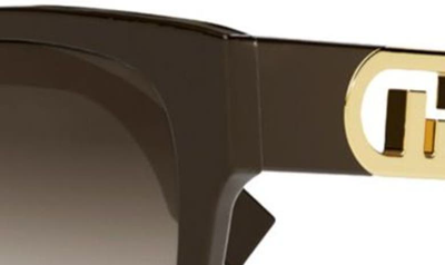 Shop Fendi The  O'lock 55mm Geometric Sunglasses In Dark Brown / Gradient Brown