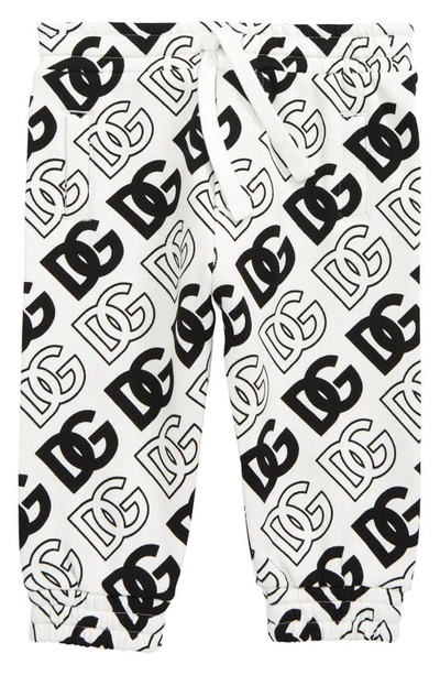 Shop Dolce & Gabbana Cotton Logo Joggers In Havbn Logo Nero F.bco