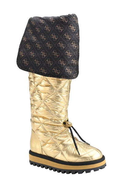 Guess Women's Ladiva Tall Quilted Boots Women's Shoes In Gold | ModeSens