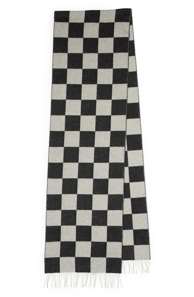 Shop Amiri Checkboard Cashmere Fringe Scarf In Black/ White