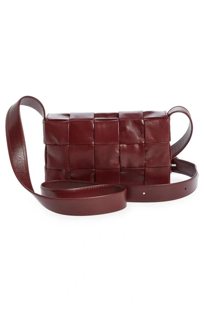Shop Bottega Veneta Small Cassette Intrecciato Leather Crossbody Bag In Barolo-silver
