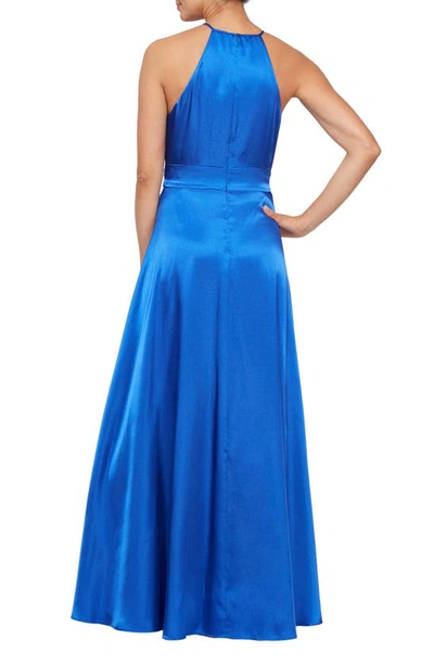 Shop Alex & Eve Sleeveless Tie Waist A-line Gown In Royal