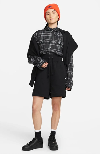 Shop Nike Sportswear Phoenix Fleece Shorts In Black/ Sail