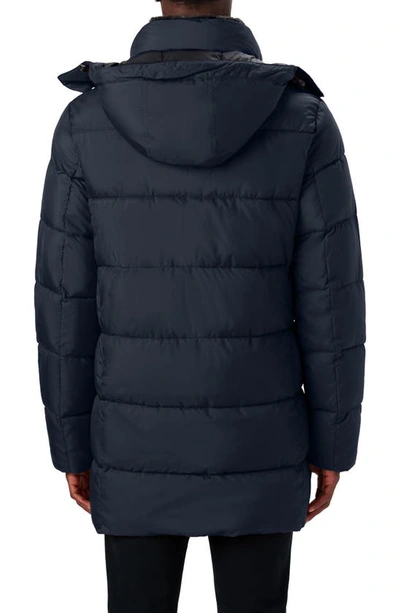 Bugatchi Faux Fur Collar Water Repellent Puffer Coat In Navy