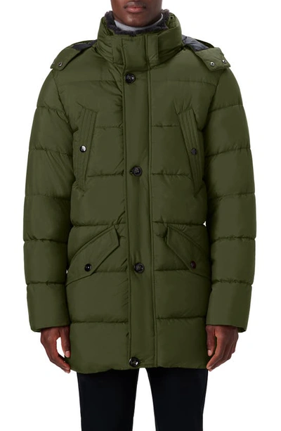 Shop Bugatchi Faux Fur Collar Water Repellent Puffer Coat In Olive