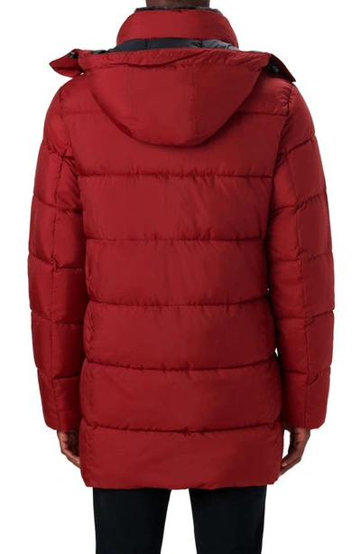 Shop Bugatchi Faux Fur Collar Water Repellent Puffer Coat In Ruby