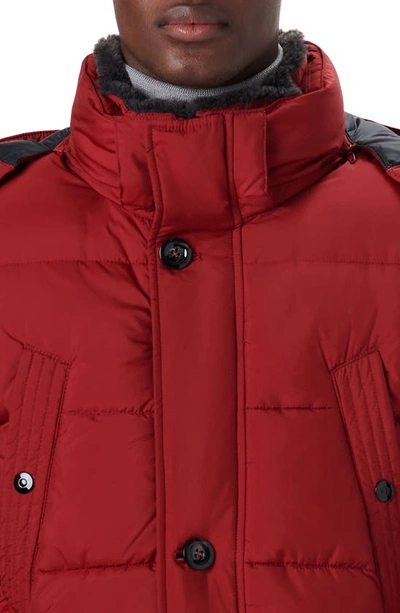 Bugatchi Men's Water-repellent Hooded Puffer Parka Jacket In Ruby