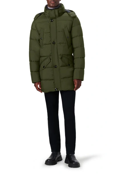 Shop Bugatchi Faux Fur Collar Water Repellent Puffer Coat In Olive
