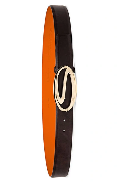 Santoni Polished Leather Belt In Brown