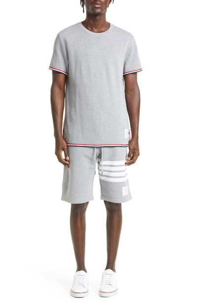 Shop Thom Browne Stripe Trim Cotton T-shirt In Light Grey