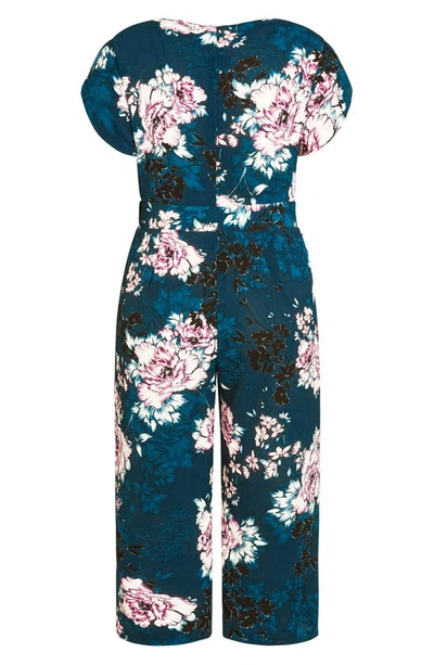Shop City Chic Blossom Floral Jumpsuit In Jade Blossom