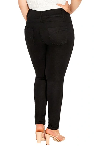 City Chic Asha High Waist Skinny Jeans In Black