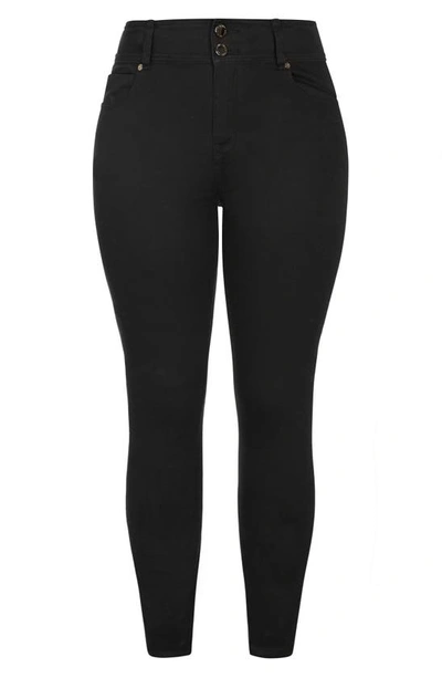 City Chic Asha High Waist Skinny Jeans In Black