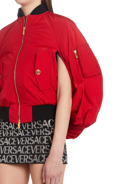 Shop Versace Blouson Bomber Cape Jacket In Parade Red
