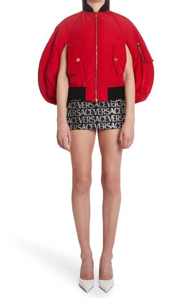 Shop Versace Blouson Bomber Cape Jacket In Parade Red