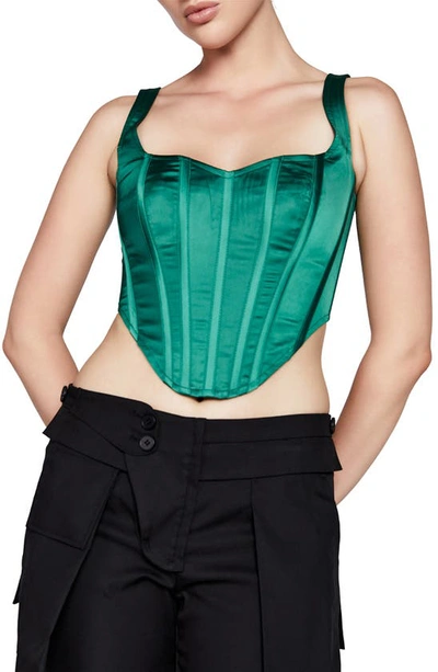 Shop Bardot Satin Corset Top In Forest