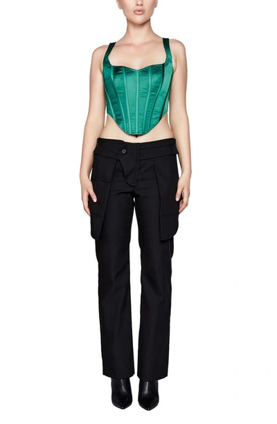 Shop Bardot Satin Corset Top In Forest