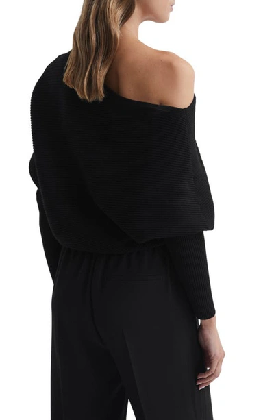 Shop Reiss Lorna Off The Shoulder Rib Sweater In Black