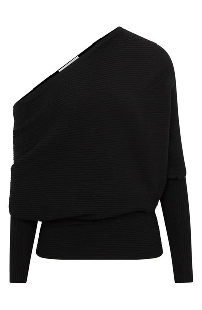 Shop Reiss Lorna Off The Shoulder Rib Sweater In Black