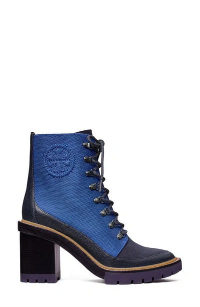 Tory Burch Miller Mixed Materials Lug Sole Boot In Nautical Blue / Navy / Marine