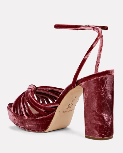 Shop Loeffler Randall Rivka Knotted Velvet Platform Sandals In Pink