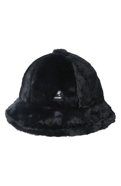 Shop Kangol Faux Fur Casual Bucket Hat In Black