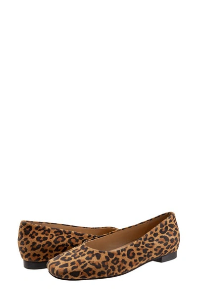 Shop Trotters Honor Flat In Tan Cheetah