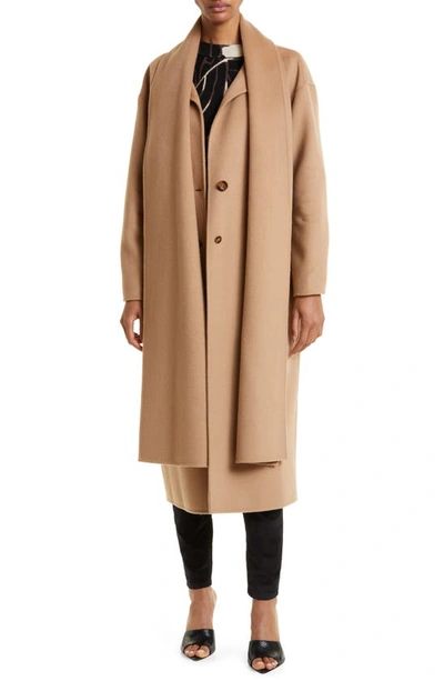 Ted Baker Solanna Scarf Detail Wool Blend Coat In Camel | ModeSens