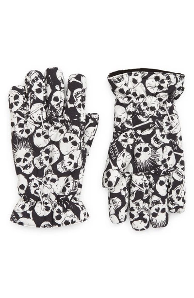 Erl Gender Inclusive Skull Print Puffer Gloves In Black