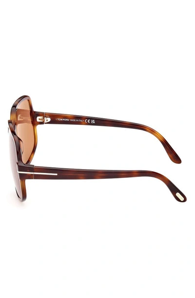 Tom Ford Delphine 60mm Gradient Sunglasses In Blonde Havana / Brown