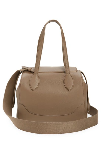 Shop Loro Piana Medium Sesia Happy Day Calfskin Satchel In Warm Mastic